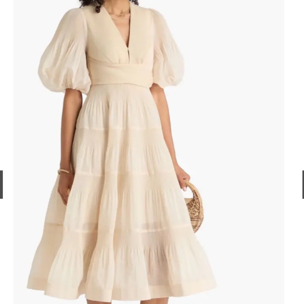 Zimmerman Tiered plissé-taffeta midi dress